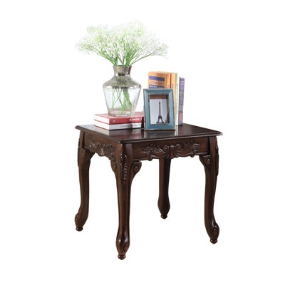 Ornate Detailing Wood End Table In Dark Cherry - Warm Rich Color, 22"W X 21"D 20"H, Assembly Required Traditional Design, Partial Needed