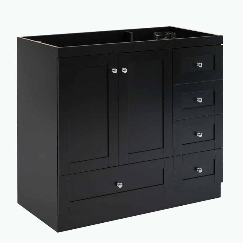 Meuble-lavabo de salle de bain sans lavabo, Noir