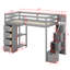 Lit mezzanine simple avec tiroirs et tiroirs de rangement, lit mezzanine en bois avec tablettes pour les adolescents
