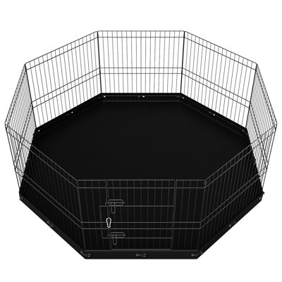 24" H Dog Playpen, 8 - Panel Foldable Metal Exercise Pen With Bottom Pad And Ground Stakes, For Small Medium Pets In Indoor Camping Areas Adjustable Pet Outdoor