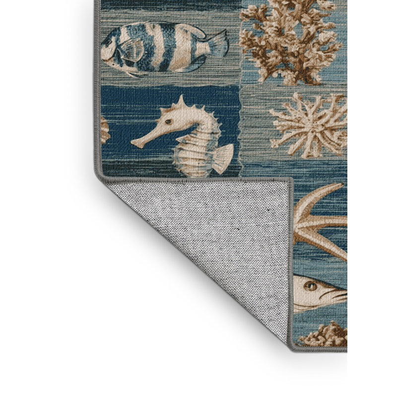  Tapis bord de mer lavable en mosaïque, Carré 3 pi