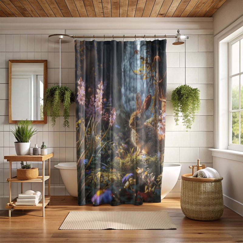 Rideau de douche standard 1 pièce Ethereal Arboreal Abstract, H 74 po x l 71 po
