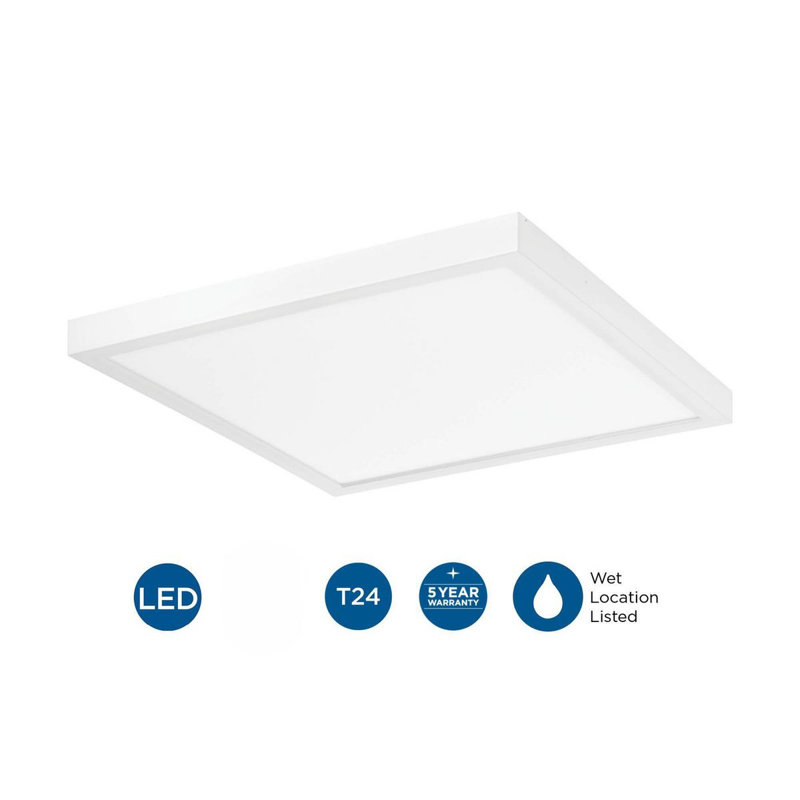 Plafonnier encastré carré à 1 lumière Arenijus, H 1,1 po x l 14 p x P 14 po