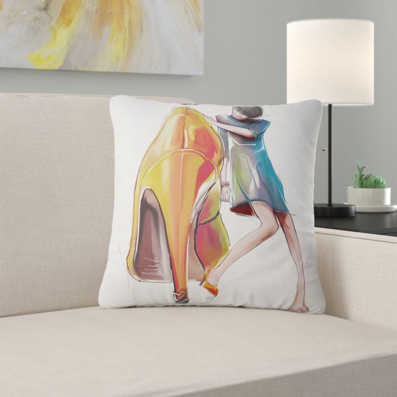 Girl in Love with High Heel Shoes - Coussin imprimé Street Art, 12 po x 20 po, Rectangulaire