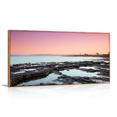 Sunset Coast Canvas Wall Art Oil Painting Print Set Of 1