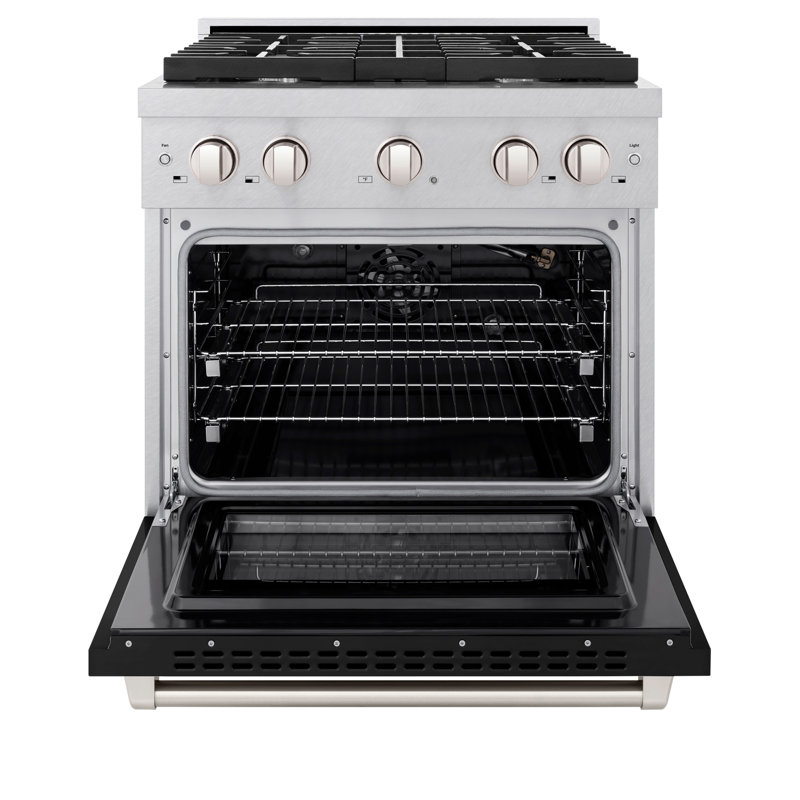 ZLINE 30" Paramount Dual Fuel DuraSnow® Range w/ 4 Burner Cooktop & Black Matte Door (SDRS-BLM-30)