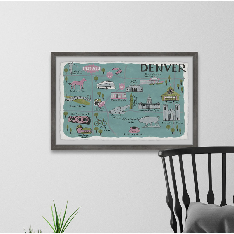 Denver Attraits II - Cadre photo, reproduction d'art sur papier, H 20 po x l 30 po x P 1,5 po