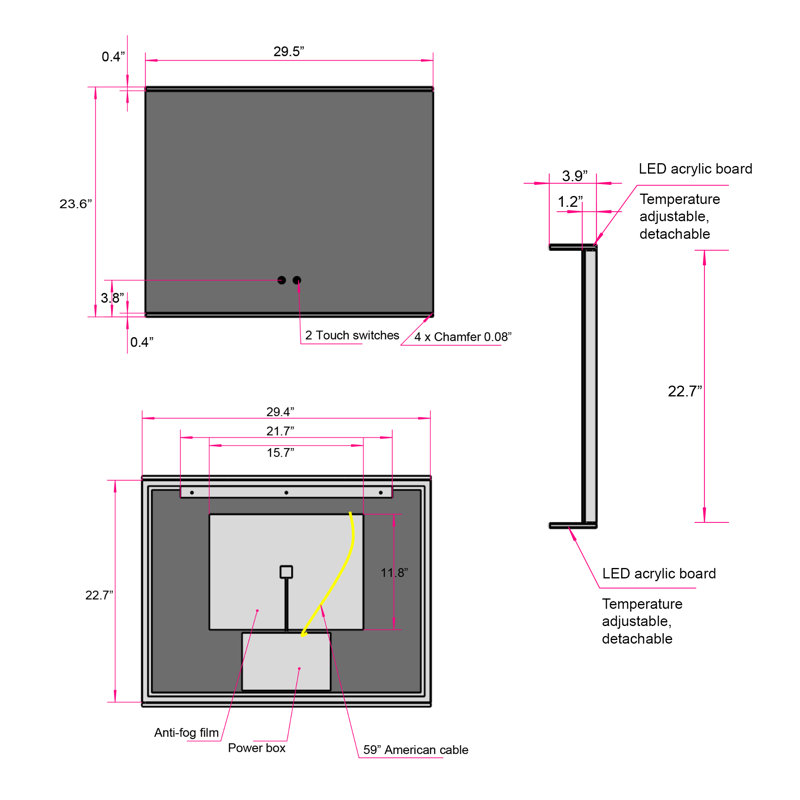 Gaibriel Glass Rectangle Wall Mirror