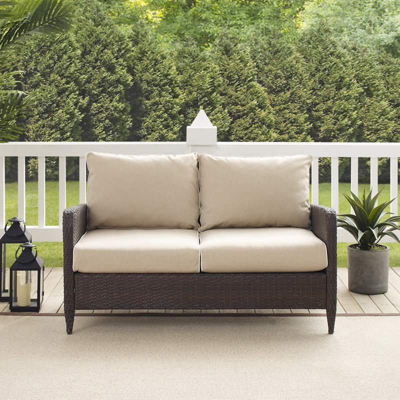 Mosca 51'' Wide Metal Loveseat with Cushions, Beige