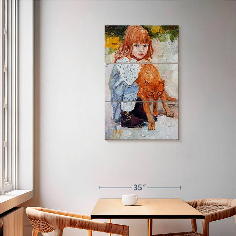 Leisha Girl With Cat, 57" H x 36" W