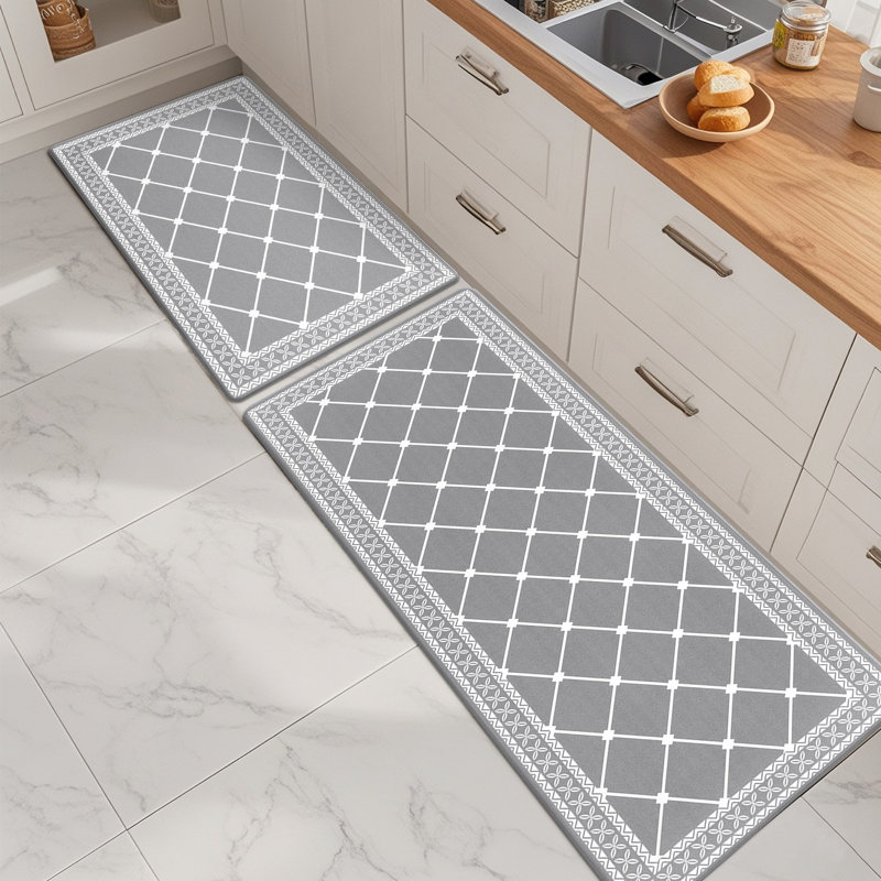 Tapis et tapis de cuisine Arleht, Gris clair, Tapis de couloir 20 po x 31,5 po + 20 po x 48 po