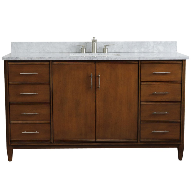 Ensemble de meuble-lavabo simple 61 po Harvin, Marbre de Carrare blanc