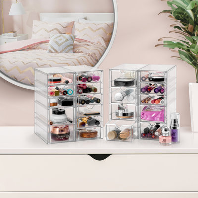  Ensemble de 4 organisateurs de maquillage transparents en acrylique empilables 4 pièces