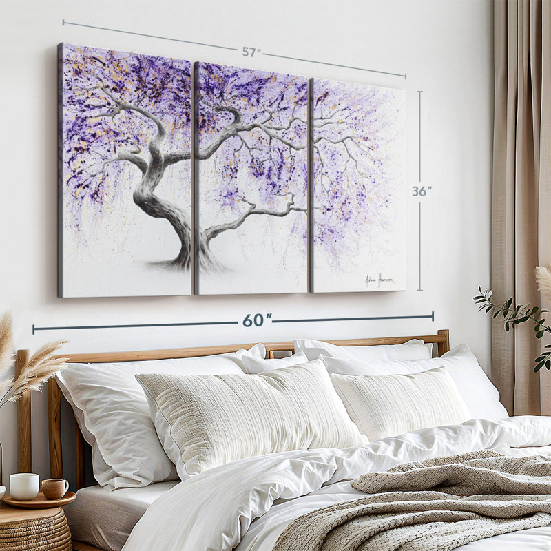 Reproduction sur toile mauve, H 36 po x l 57 po x P 1,25 po