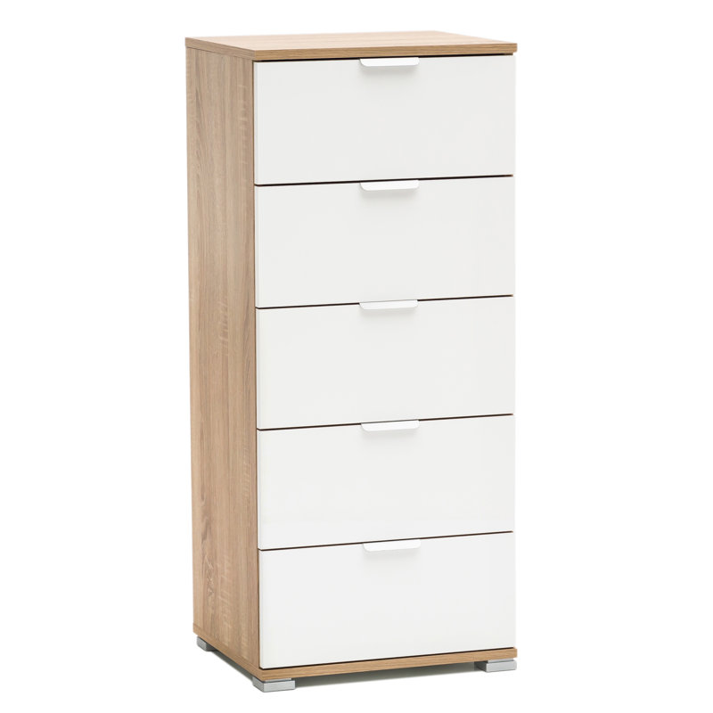 Dray 45cm W 5 - Drawer Chest of Drawers, White/Sonoma