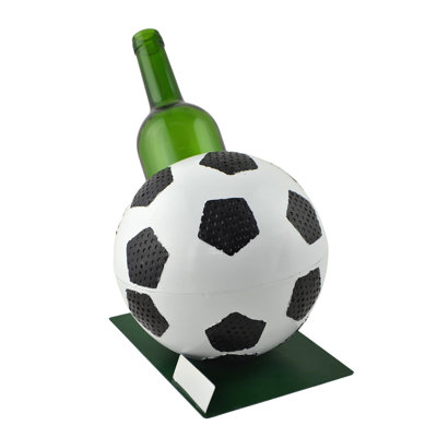 Soccer Ball Metal Wine Bottle Holder for Tabletop or Countertop