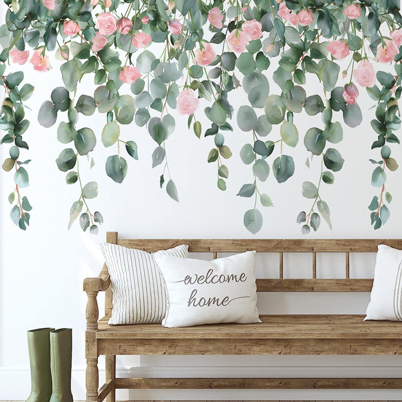Autocollants muraux floraux vignes suspendus amovibles