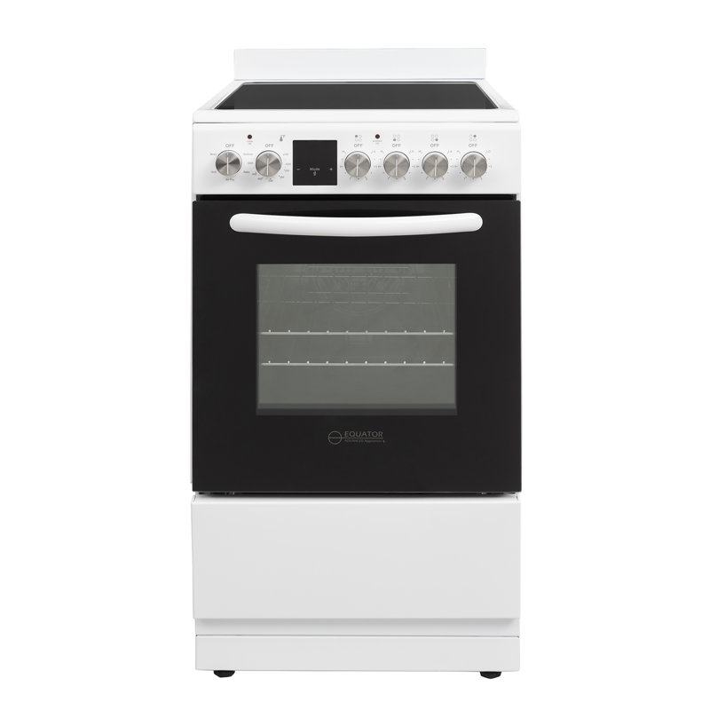Equator 20" Electric Cooking Range 4 Ceramic Burner CONVECTION OVEN+AIR FRYER White, White