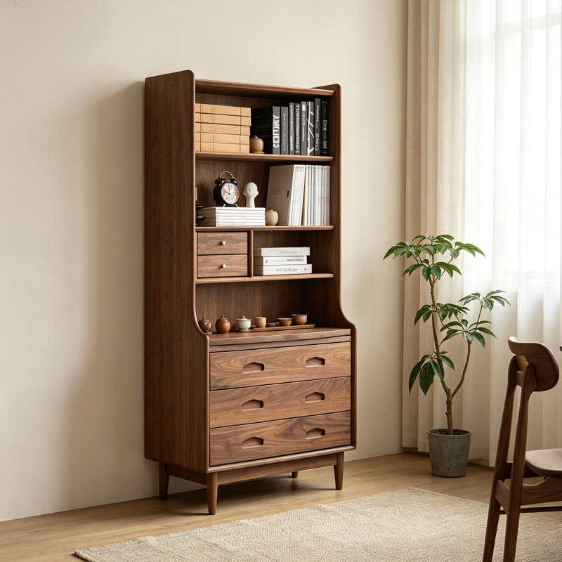 bibliothèque rétro de style japonais, Marron foncé