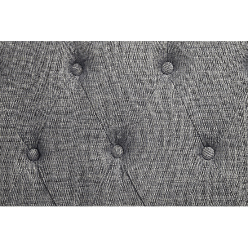 Causeuse Florian en tissu gris et blanc antique avec 3 coussins