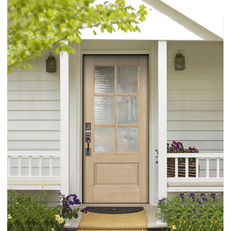 Porte d'entrée en acajou 32 Lite, Droite / vers l'intérieur, Transparent non fini