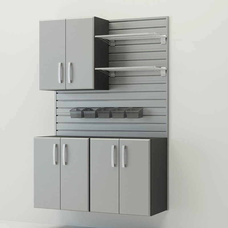 Flow Wall 4 Piece Deluxe Workstation, Silver