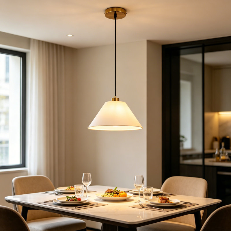 Luminaire suspendu 1 lumière avec abat-jour en tissu, hauteur réglable pour îlot de cuisine, Paquet de 1