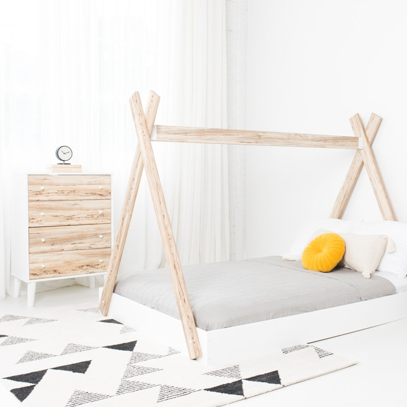 Violetta Canopy Bed by Zipcode Design™, Lit double, Brun / Blanc