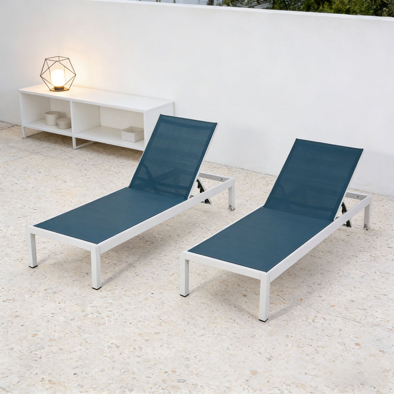 CHAISE LUNGE, Blanc et bleu