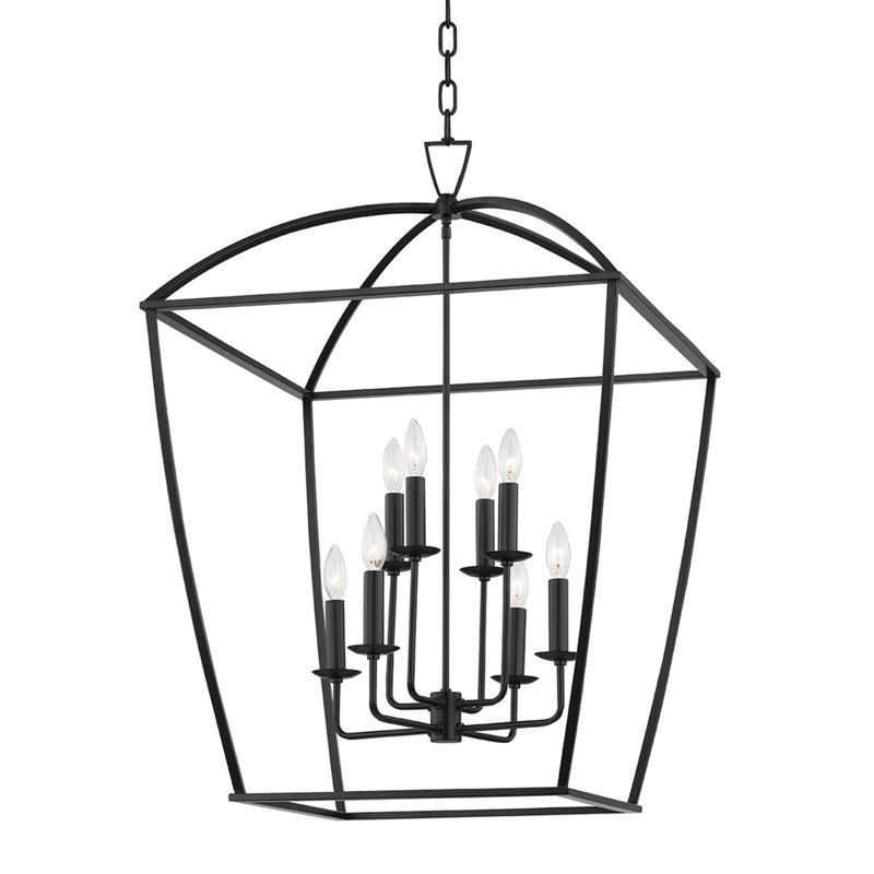 Lustre rectangulaire à 8 lumières Bryant, Fer vieilli, H 34,5 po x l 24 po x P 24 po