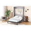 Lit double gris avec armoire pliable