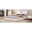 Lit luxueux avec revêtement en similicuir, lumières DEL pour une chambre éblouissante, tête de lit épaisse, haut-parleurs, sans sommier, texture blanche, lumières, épaissie-1880350260