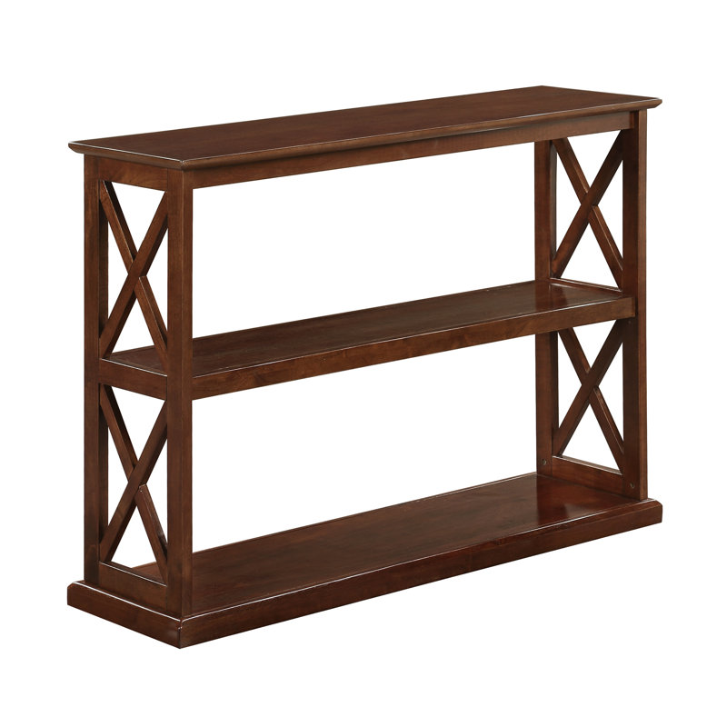 Arthella 3-Tier X-Design Console Entryway Sofa Table With Shelves, Espresso Top/Espresso Base