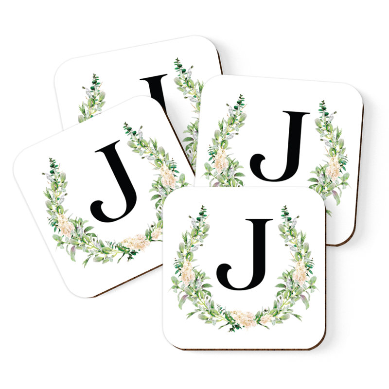 Verre à café sous-verre de jardin monogramme initiale B, J