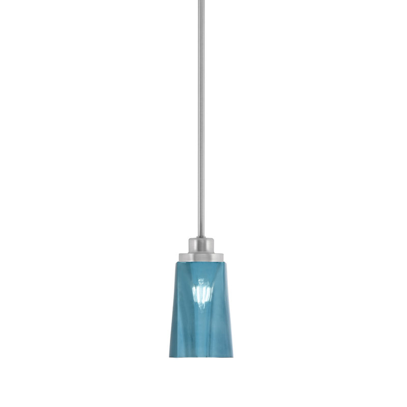 Suspension Alirra Mini, nickel brossé, verre dégradé bleu 11,4 cm, H 8 po x l 4,5 po x P 4,5 po, Bleu / nickel brossé
