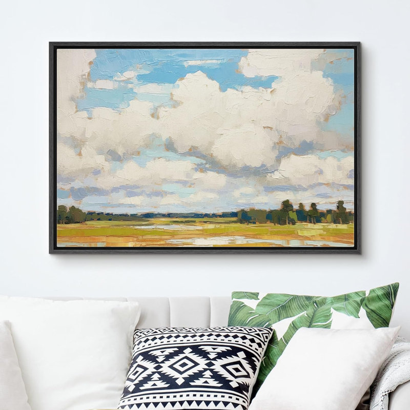 «Clouds Cloudy Sky Green Forest Meadow», impression botanique moderne sur toile, H 24 po x l 36 po x P 1,5 po