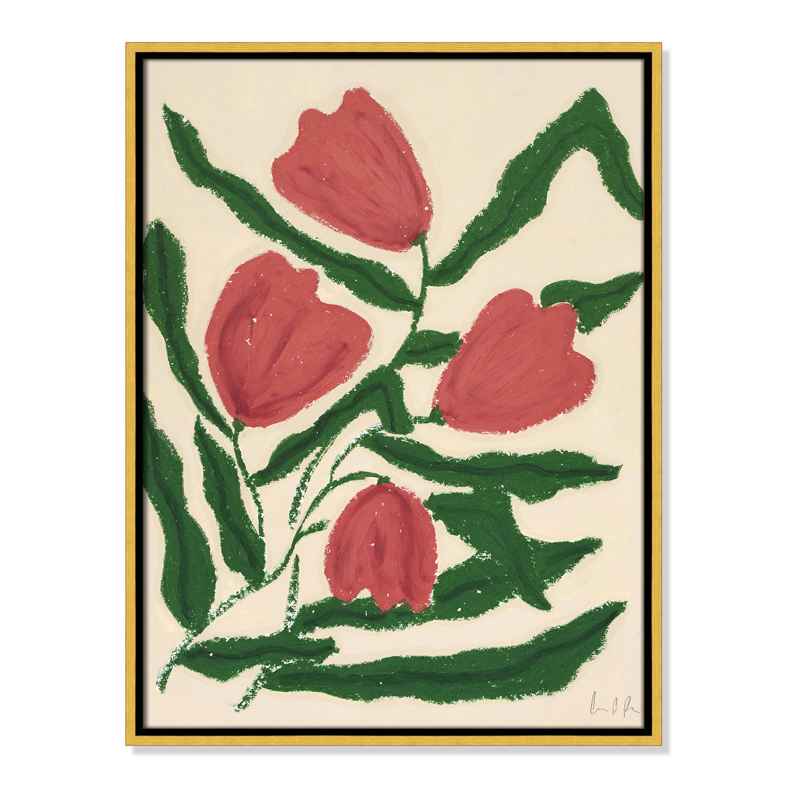 Colette "Red Tulips" Print by Camilla Bergqvist, 25.5" H x 19.5" W, Gold