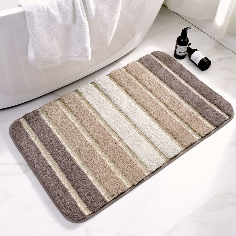 Danimir Microfiber Bath Rug with Non-Slip Backing, Brown, 24" W x 36" L