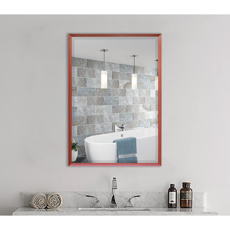Emiree Metal Flat Wall Mirror, Spice, 30.5" H x 18.5" W