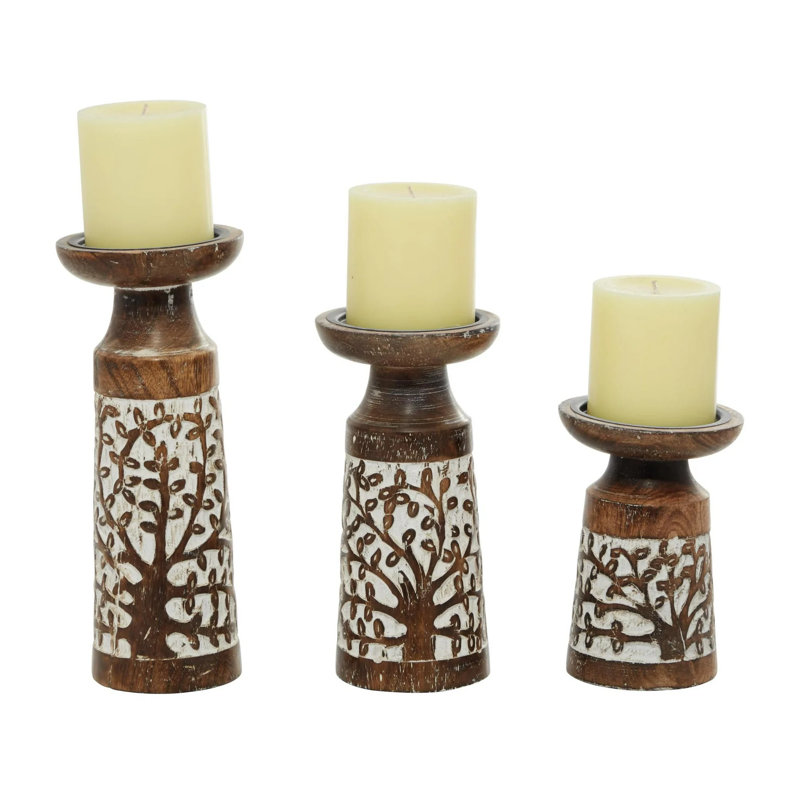 Candle Brown Mango Wood Handmade Tree Candle Holder
