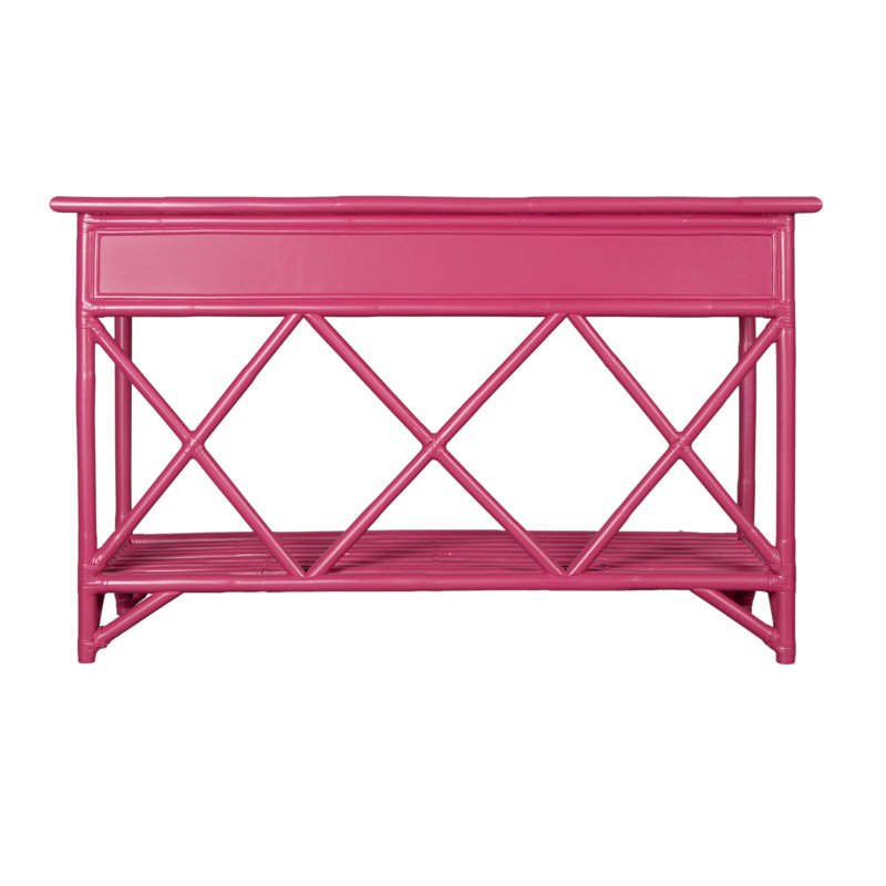 54'' Wide 3 Drawer Rattan Wood Sideboard, Hot Pink