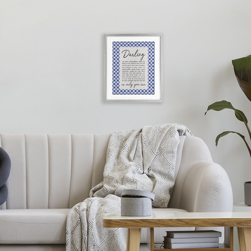 «Darling Only You Can Inspiring», reproduction encadrée sous verre, design par lettré et doublé, Gris, H 16 po x l 13 po
