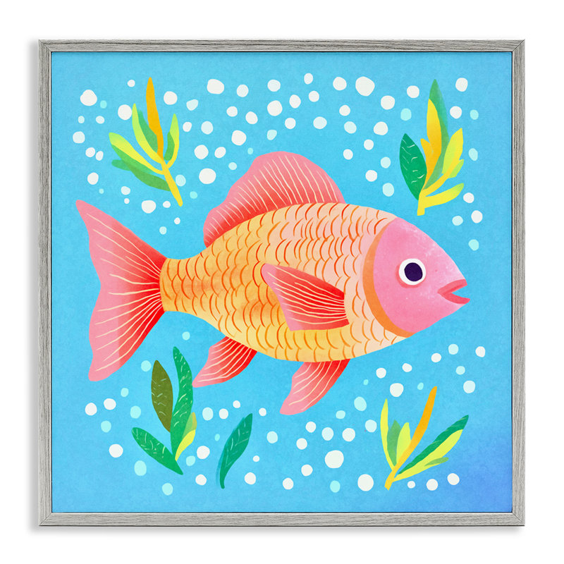 Happy Fish Underwater  Framed Giclee Art by Andrea Haase, Gray Framed, 17'' H x 17'' W