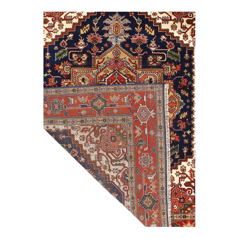 Tapis bleu marine tissé à la main Wythe 7 pi 8 po x 9 pi 9 po