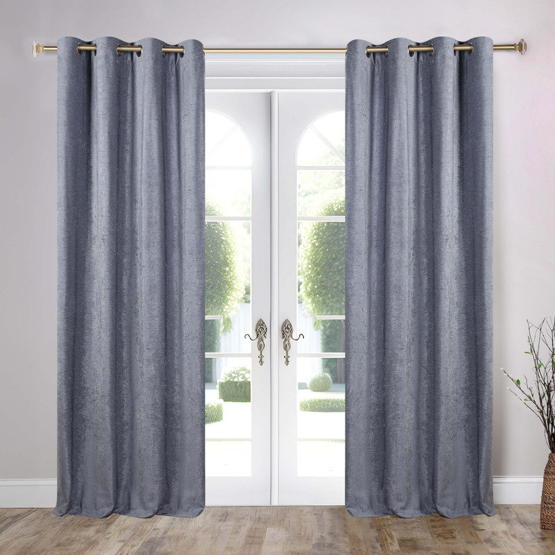 Chenille Light Filtering/Room Darkening Machine Washable Grommet Curtain Panel Set, Grey, 52" W x 84" L