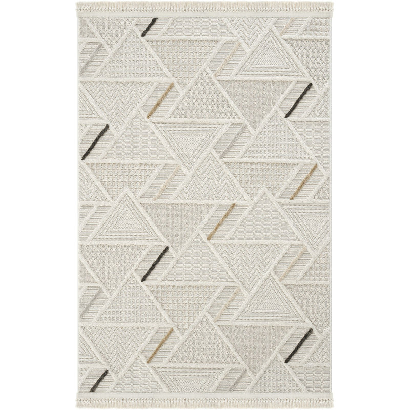 Rohtash Geometric and Geometric Shapes Indoor / Outdoor Area Rug, Rectangle 3'3" x 4'11"