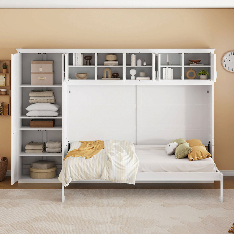 Grand lit escamotable mural avec armoires