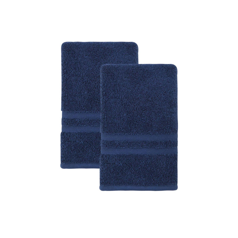 Ensemble de deux essuie-mains 16 po x 30 po en coton turc bleu marine