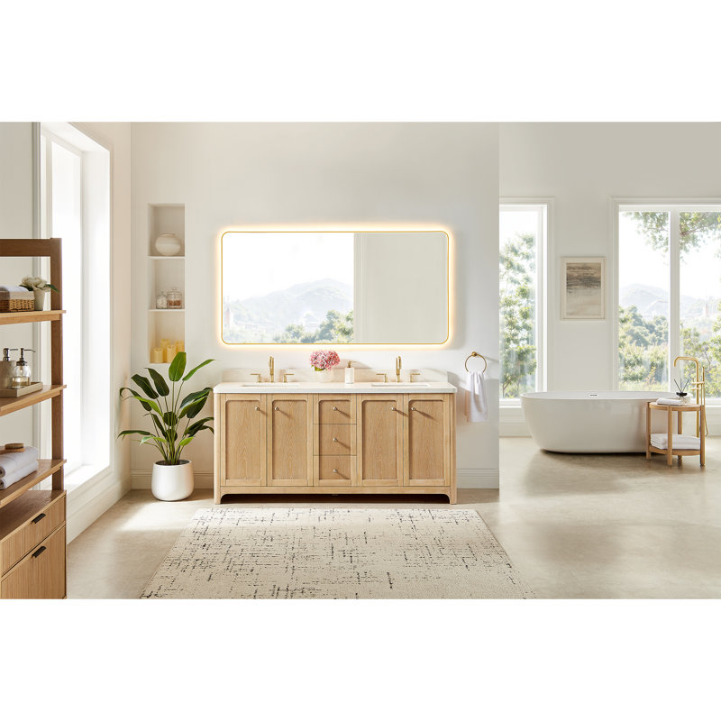 Meuble-lavabo double 72 po en chêne brossé Milner, 72"