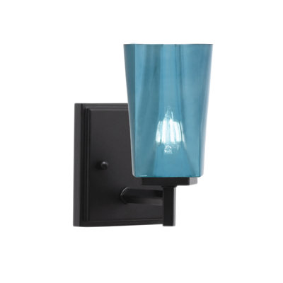 Applique murale Andreoni, fini noir mat, 11,4 cm (L) x 16,5 cm (H), verre dégradé bleu